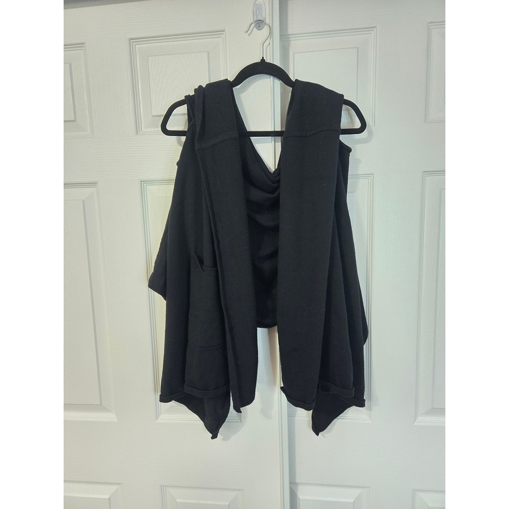 Lululemon OS Black Draped Open Front Knit Vest Asymmetrical Handkerchief Hem